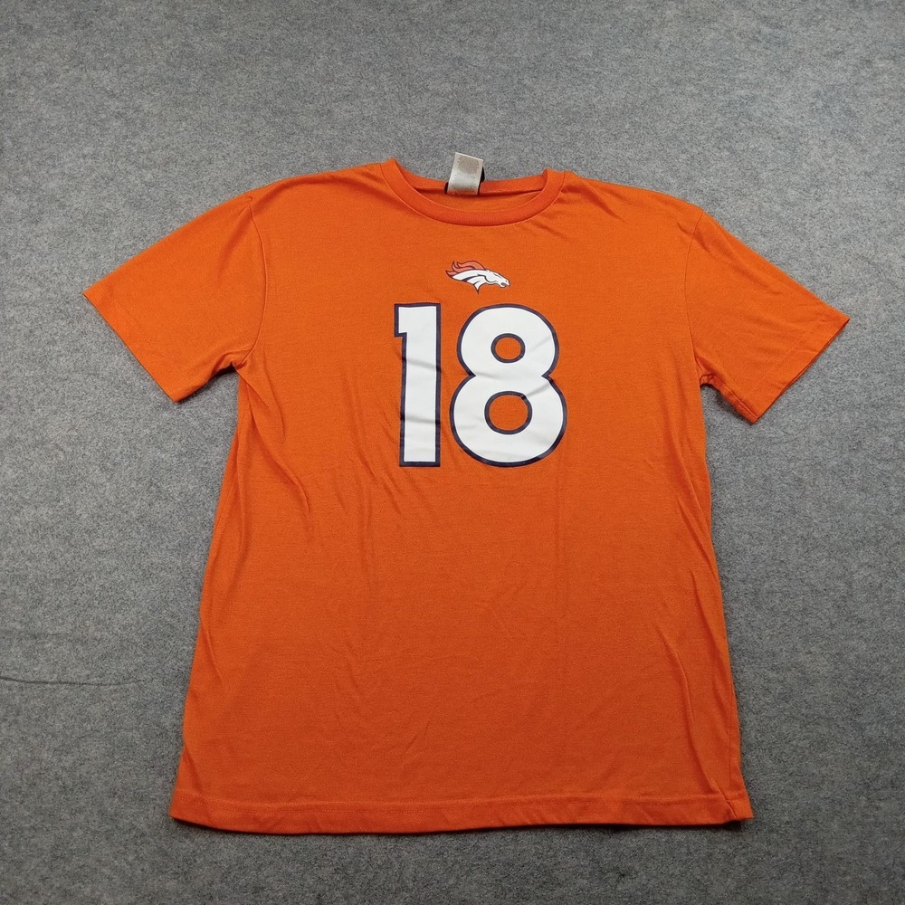 Denver Broncos Shirt Youth XL Orange NFL Football Peyton Manning 18 Team Apparel